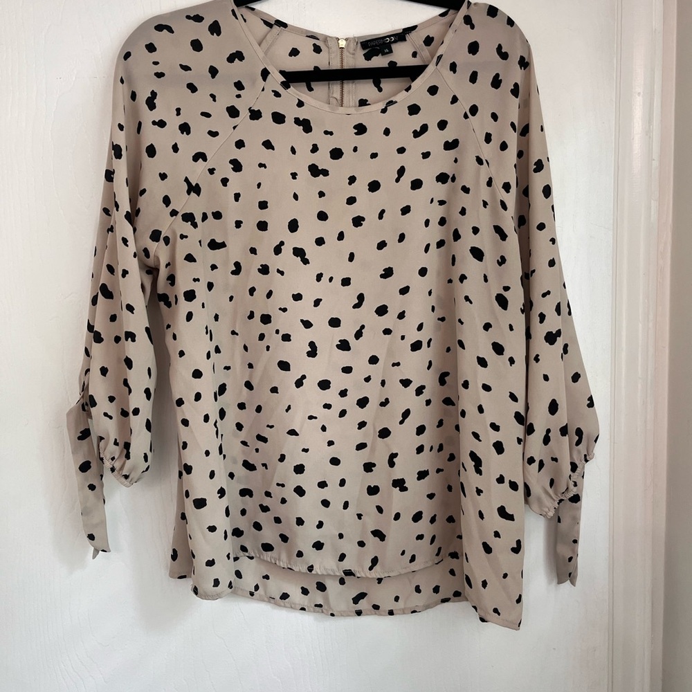 Papermoon Cream Tan 3/4 Sleeve Boxy Blouse